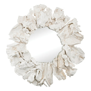 Atlas Ekwok Wall Mirror – Coastal-Modern Round Design with Driftwood Frame for Chic Home Decor & Style MI11034-01