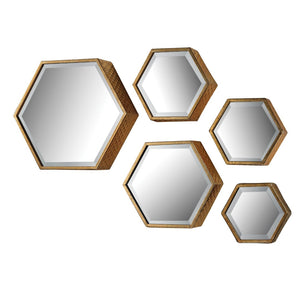 Atlas Hexagonal Wall Mirror Set of 5 - Glamorous Gold Frames for Modern Home Décor & Unique Style MI11045-01S