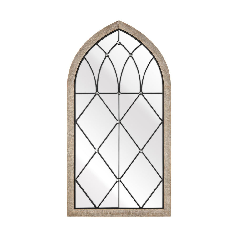 Atlas Irya Tudor Wall Mirror - Elegant Arched Design in Weathered Brown & Black Metal for Stylish Décor MI11047-01