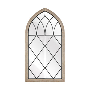 Atlas Irya Tudor Wall Mirror - Elegant Arched Design in Weathered Brown & Black Metal for Stylish Décor MI11047-01