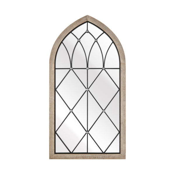 Atlas Irya Tudor Wall Mirror - Elegant Arched Design in Weathered Brown & Black Metal for Stylish Décor MI11047-01