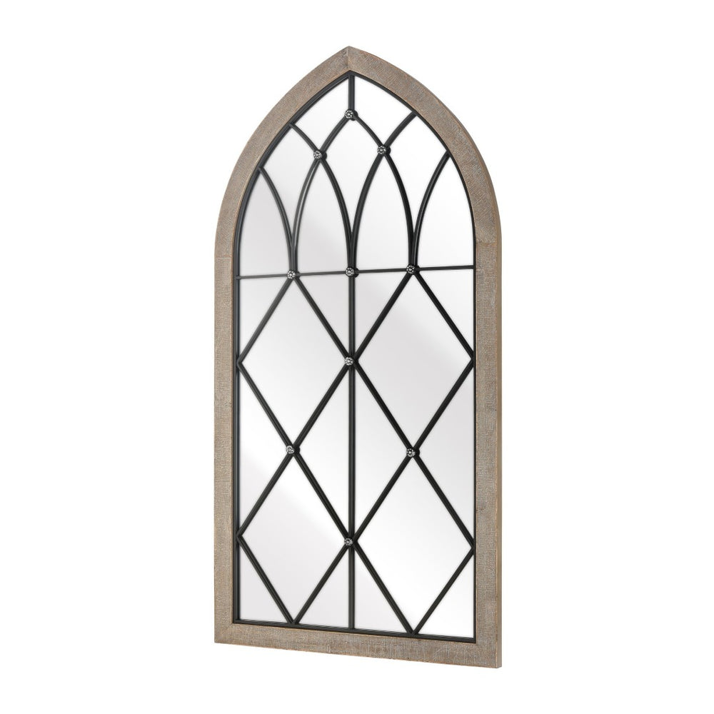 Atlas Irya Tudor Wall Mirror - Elegant Arched Design in Weathered Brown & Black Metal for Stylish Décor MI11047-01