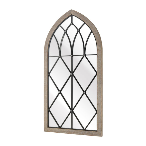 Atlas Irya Tudor Wall Mirror - Elegant Arched Design in Weathered Brown & Black Metal for Stylish Décor MI11047-01