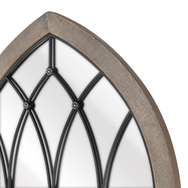 Atlas Irya Tudor Wall Mirror - Elegant Arched Design in Weathered Brown & Black Metal for Stylish Décor MI11047-01