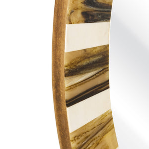 Atlas Jimma Mirror - Striking Round Design with Bold Horn Inlay & White Composite Frame for Any Room Decor MI11049-01