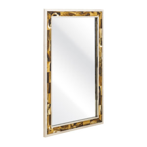 Atlas Juba Elegant Wall Mirror - Rectangular Design with Polished Nickel Frame & Tiled Horn Finish Accents MI11051-01