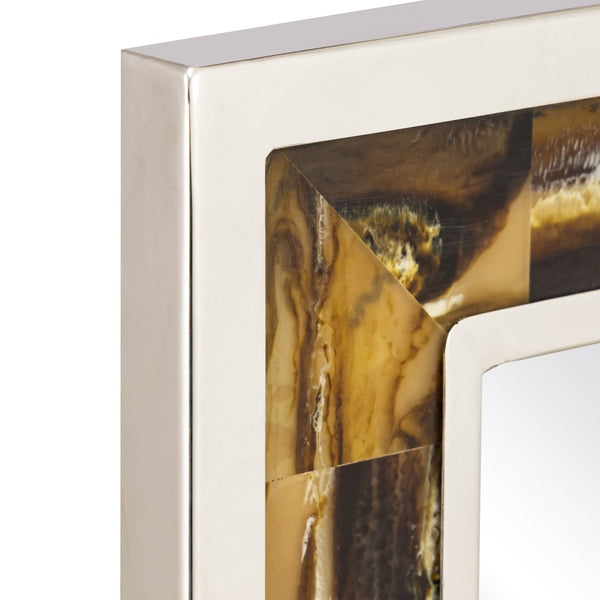 Atlas Juba Elegant Wall Mirror - Rectangular Design with Polished Nickel Frame & Tiled Horn Finish Accents MI11051-01