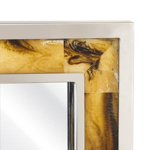 Atlas Juba Elegant Wall Mirror - Rectangular Design with Polished Nickel Frame & Tiled Horn Finish Accents MI11051-01