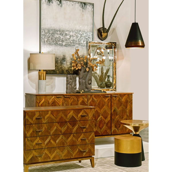 Atlas Juba Elegant Wall Mirror - Rectangular Design with Polished Nickel Frame & Tiled Horn Finish Accents MI11051-01