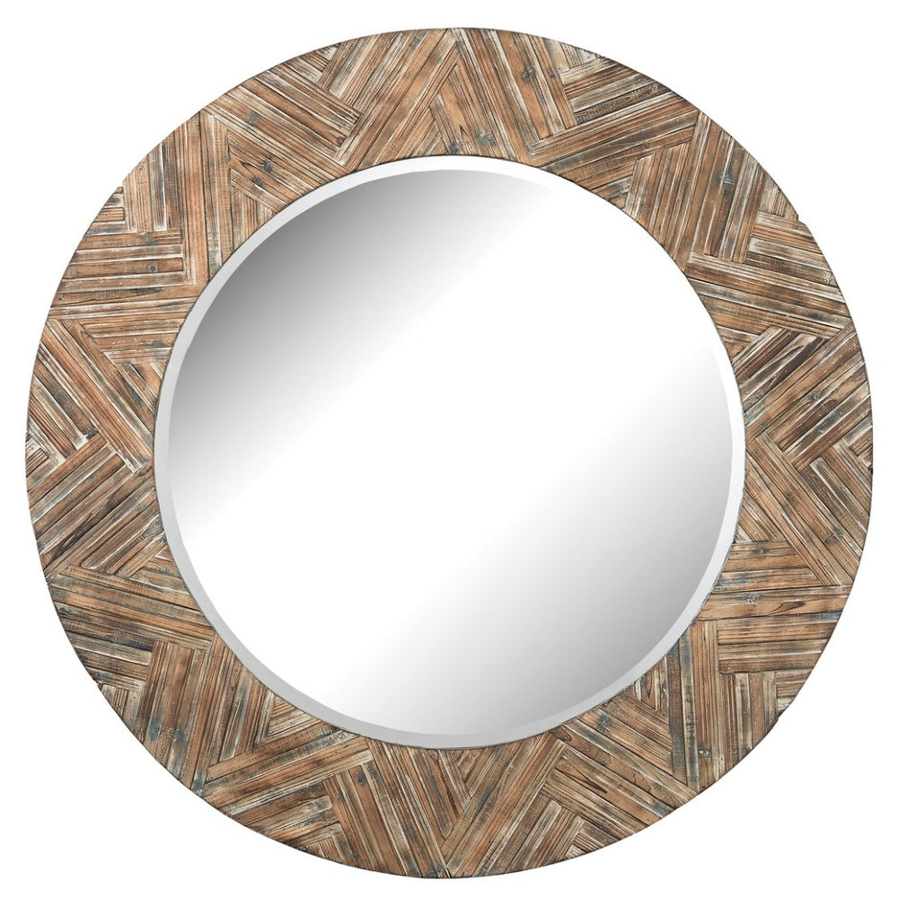 Atlas Large Round Wall Mirror - Stunning Wood Frame, Brightens Spaces, Perfect for Any Room Decor Style MI11055-01