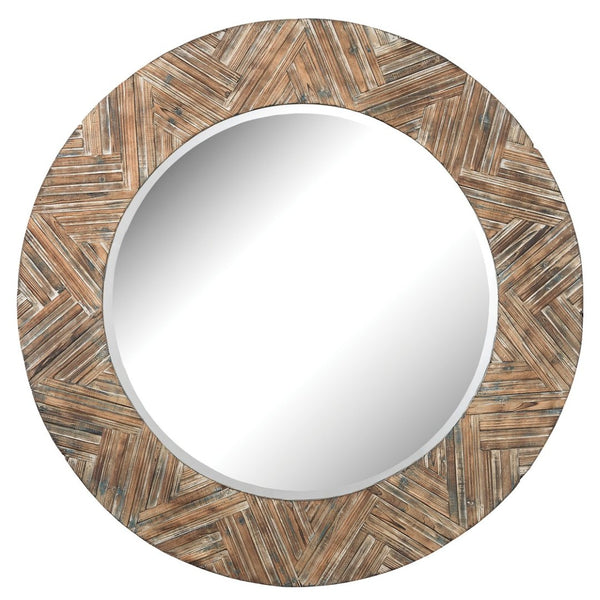 Atlas Large Round Wall Mirror - Stunning Wood Frame, Brightens Spaces, Perfect for Any Room Decor Style MI11055-01
