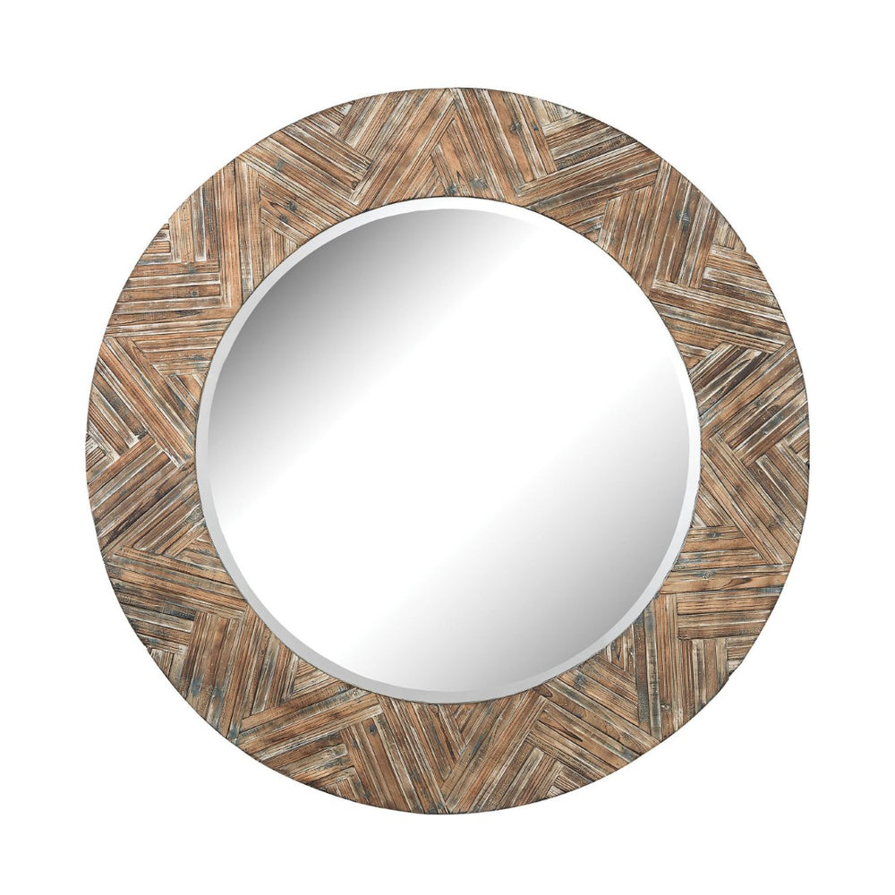 Atlas Large Round Wall Mirror - Stunning Wood Frame, Brightens Spaces, Perfect for Any Room Decor Style MI11055-01