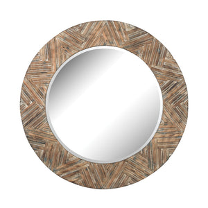 Atlas Large Round Wall Mirror - Stunning Wood Frame, Brightens Spaces, Perfect for Any Room Decor Style MI11055-01