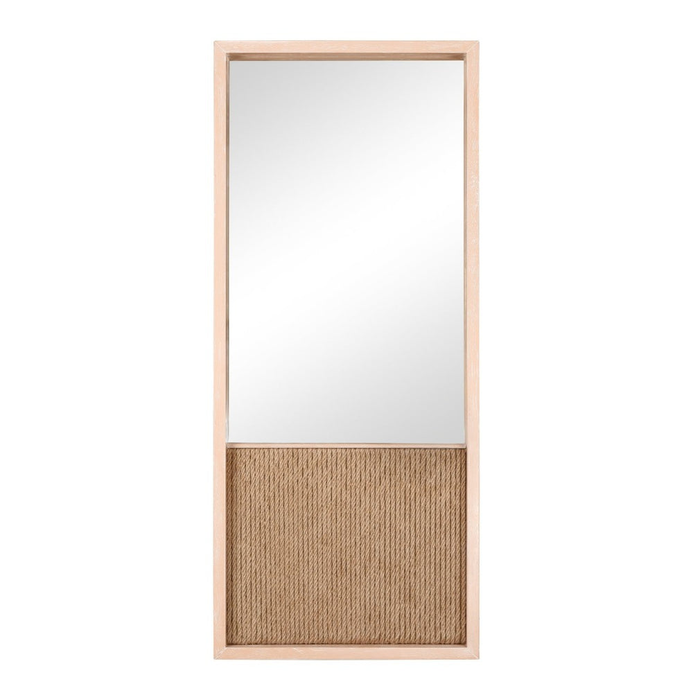 Atlas Latham Wall Mirror - Rectangular Natural Oak with Coastal Rope Accent for Modern Home Decor MI11056-01