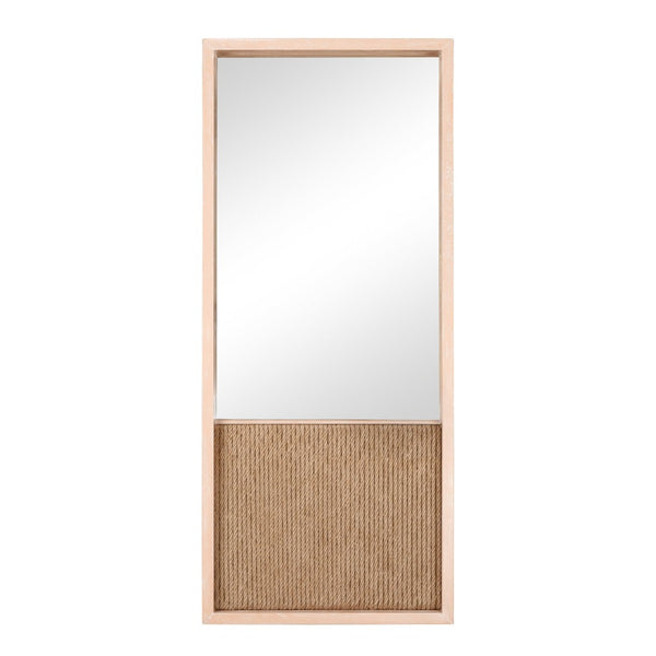 Atlas Latham Wall Mirror - Rectangular Natural Oak with Coastal Rope Accent for Modern Home Decor MI11056-01