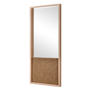 Atlas Latham Wall Mirror - Rectangular Natural Oak with Coastal Rope Accent for Modern Home Decor MI11056-01