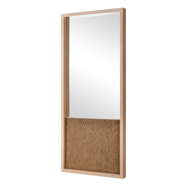 Atlas Latham Wall Mirror - Rectangular Natural Oak with Coastal Rope Accent for Modern Home Decor MI11056-01