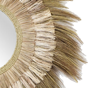 Atlas Laurent Wall Mirror - Handcrafted Rattan & Palm Fiber Design for Bohemian Style Decor, 48" Diameter MI11057-01