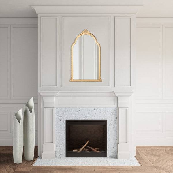 Atlas Loni Vintage Arched Wall Mirror in Gold Finish – Elegant Tall Design for Entryways & Living Spaces MI11059-01