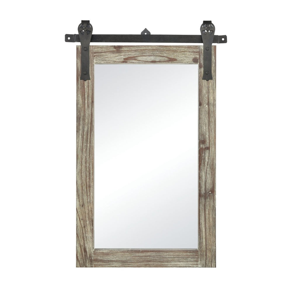 Atlas Los Olivos Wall Mirror - Rustic Grey Oak Frame with Industrial Black Brackets for Any Room Decor Small MI11060-01
