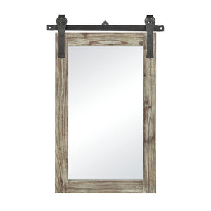 Atlas Los Olivos Wall Mirror - Rustic Grey Oak Frame with Industrial Black Brackets for Any Room Decor Small MI11060-01
