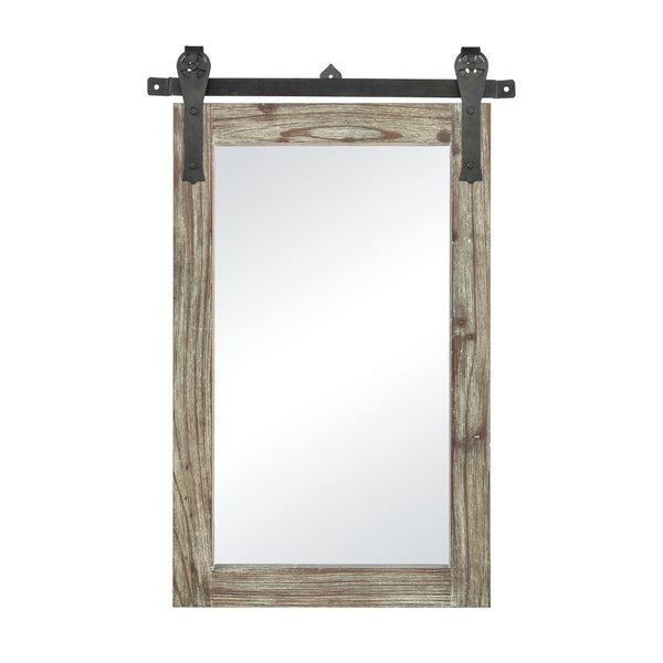Atlas Los Olivos Wall Mirror - Rustic Grey Oak Frame with Industrial Black Brackets for Any Room Decor Small MI11060-01
