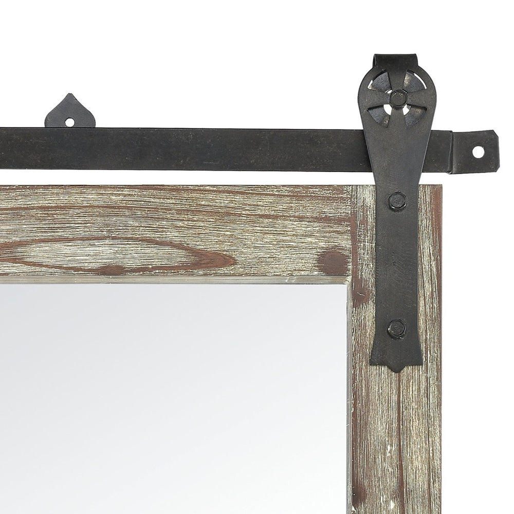 Atlas Los Olivos Wall Mirror - Rustic Grey Oak Frame with Industrial Black Brackets for Any Room Decor Small MI11060-01