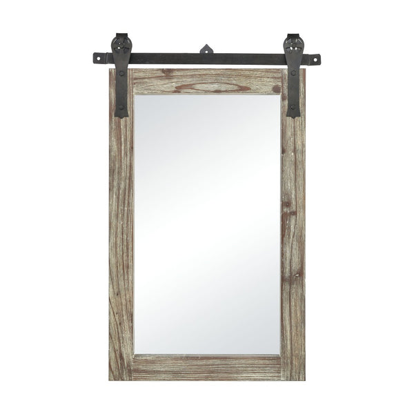 Atlas Los Olivos Wall Mirror - Rustic Grey Oak Frame with Industrial Black Brackets for Any Room Decor Small MI11060-01