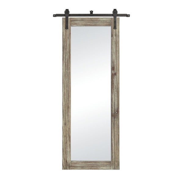 Atlas Los Olivos Wall Mirror - Rustic Grey Oak Frame with Industrial Black Brackets for Any Room Decor Large MI11060-02