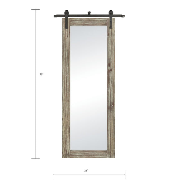 Atlas Los Olivos Wall Mirror - Rustic Grey Oak Frame with Industrial Black Brackets for Any Room Decor Large MI11060-02