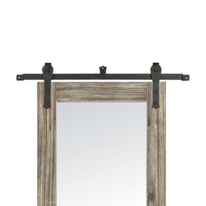 Atlas Los Olivos Wall Mirror - Rustic Grey Oak Frame with Industrial Black Brackets for Any Room Decor Large MI11060-02