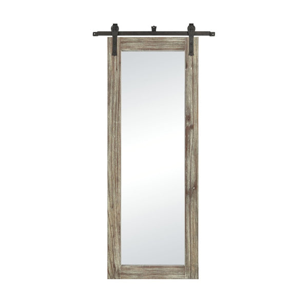 Atlas Los Olivos Wall Mirror - Rustic Grey Oak Frame with Industrial Black Brackets for Any Room Decor Large MI11060-02