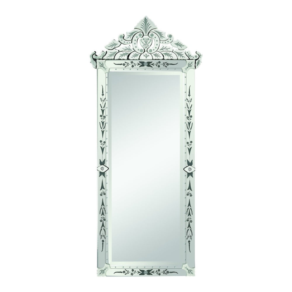 Atlas Manor House Wall Mirror - Venetian Elegance with Ornate Crown and Silver Finish for Stunning Interiors MI11062-01