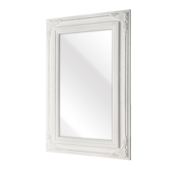 Atlas Marla Wall Mirror - Elegant Rectangular Design with Stylish Scrollwork to Enhance Any Room Decor White MI11063-01