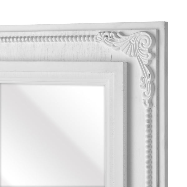 Atlas Marla Wall Mirror - Elegant Rectangular Design with Stylish Scrollwork to Enhance Any Room Decor White MI11063-01