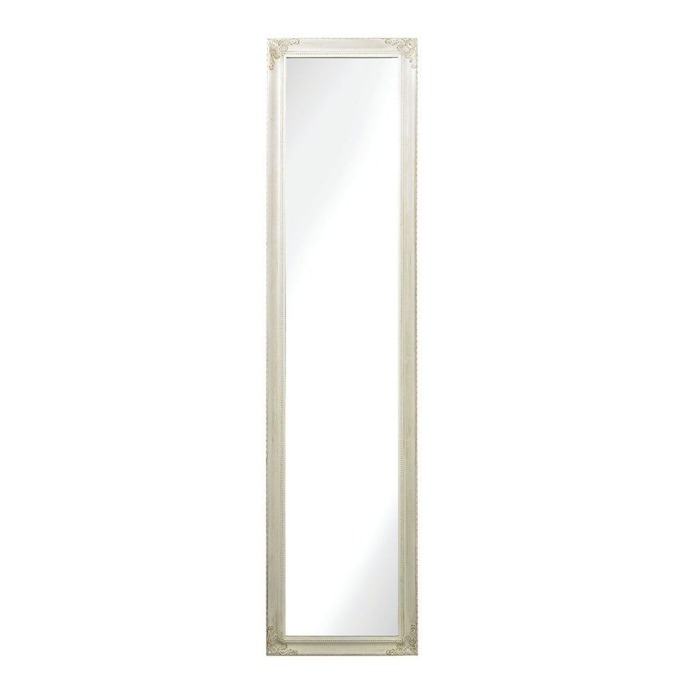Atlas Masalia Antique White Floor Mirror - Timeless Vintage Elegance for Any Room, Full-Length Reflection MI11064-01