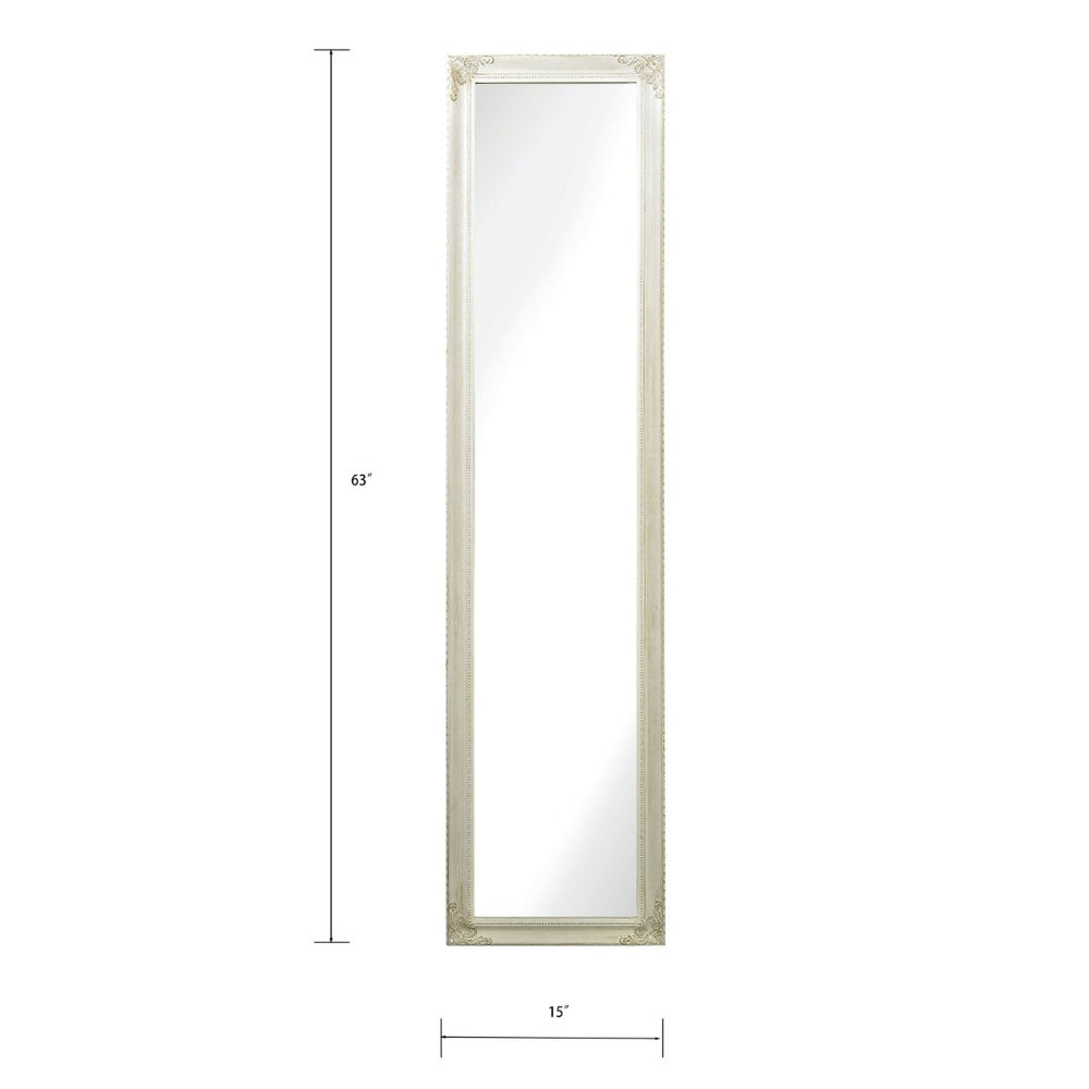 Atlas Masalia Antique White Floor Mirror - Timeless Vintage Elegance for Any Room, Full-Length Reflection MI11064-01