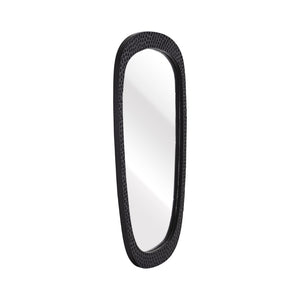Atlas Morris Mirror - Elegant Black Ebonized Oval Frame, Mango Wood, Ideal for Any Modern Space Decor MI11067-01