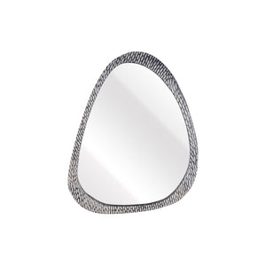 Atlas Morris Round Mirror - Textured Mango Wood Frame in Washed Dark Gray for Modern Home Decor Delight MI11068-01