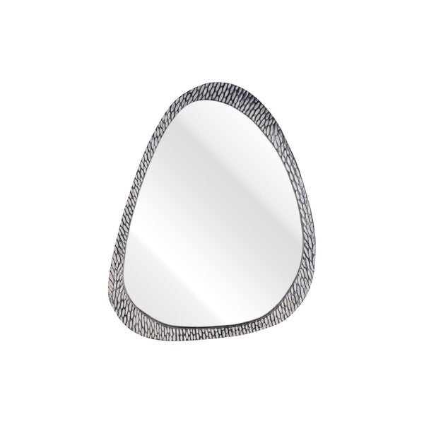 Atlas Morris Round Mirror - Textured Mango Wood Frame in Washed Dark Gray for Modern Home Decor Delight MI11068-01
