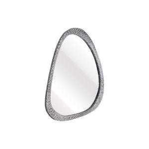Atlas Morris Round Mirror - Textured Mango Wood Frame in Washed Dark Gray for Modern Home Decor Delight MI11068-01