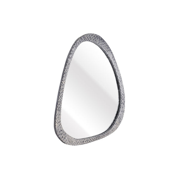 Atlas Morris Round Mirror - Textured Mango Wood Frame in Washed Dark Gray for Modern Home Decor Delight MI11068-01