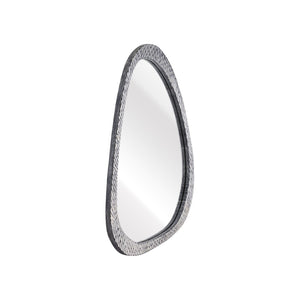 Atlas Morris Round Mirror - Textured Mango Wood Frame in Washed Dark Gray for Modern Home Decor Delight MI11068-01