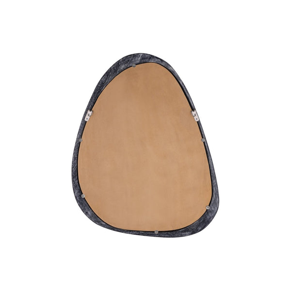 Atlas Morris Round Mirror - Textured Mango Wood Frame in Washed Dark Gray for Modern Home Decor Delight MI11068-01