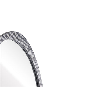 Atlas Morris Round Mirror - Textured Mango Wood Frame in Washed Dark Gray for Modern Home Decor Delight MI11068-01