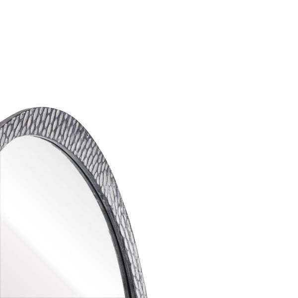 Atlas Morris Round Mirror - Textured Mango Wood Frame in Washed Dark Gray for Modern Home Decor Delight MI11068-01