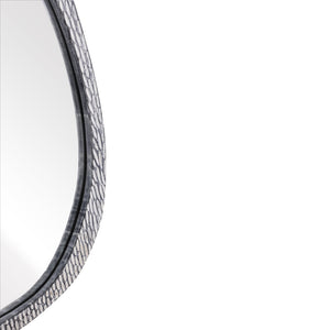 Atlas Morris Round Mirror - Textured Mango Wood Frame in Washed Dark Gray for Modern Home Decor Delight MI11068-01