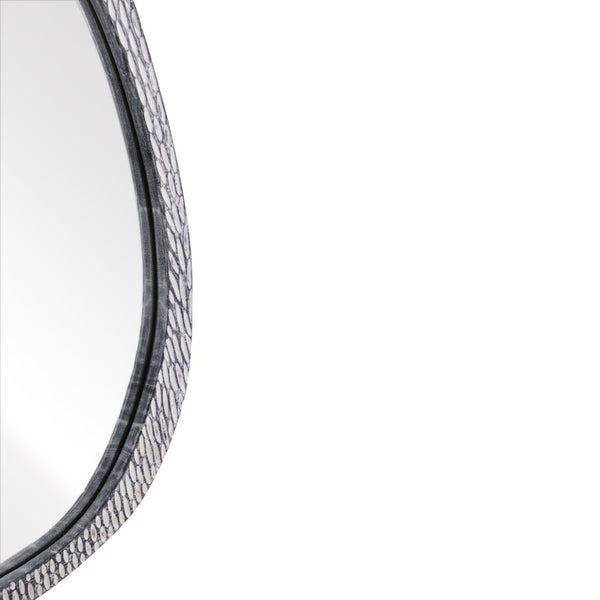 Atlas Morris Round Mirror - Textured Mango Wood Frame in Washed Dark Gray for Modern Home Decor Delight MI11068-01