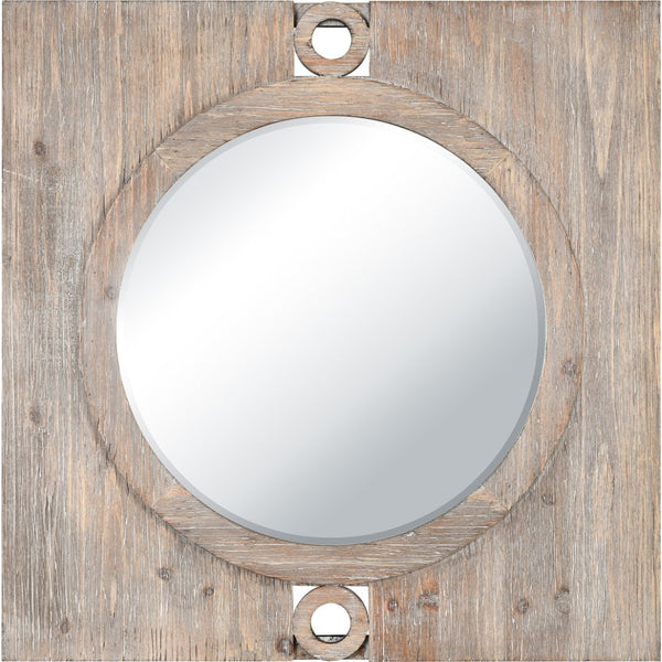 Atlas Nollen Coastal-Inspired Wall Mirror - Porthole Design in Weathered Brown for Any Room Decor MI11069-01