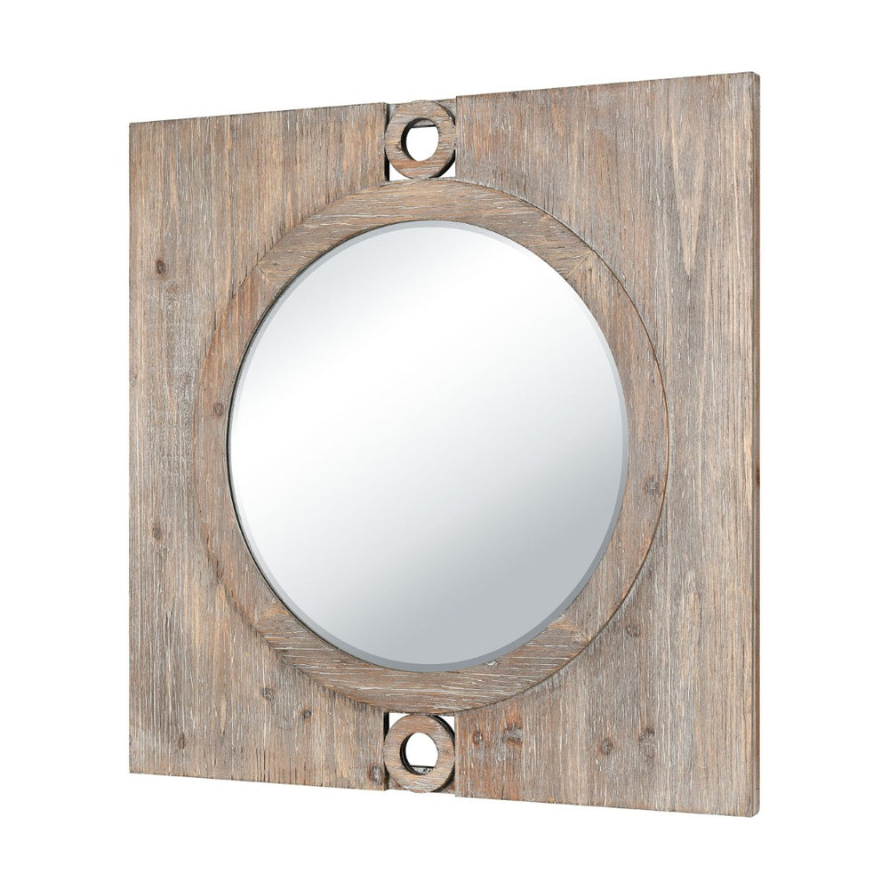 Atlas Nollen Coastal-Inspired Wall Mirror - Porthole Design in Weathered Brown for Any Room Decor MI11069-01